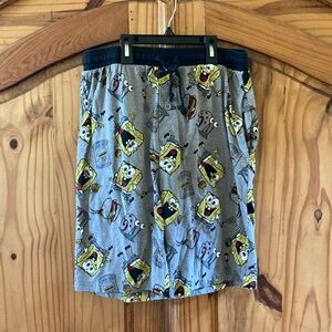 Men’s SpongeBob SquarePants gray yellow lounge pajama shorts set size L